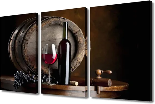Miniatura 38 de Obra de arte para paredes del hogar, 3 paneles de letras de vino tinto, pinturas de corcho, impresiones HD, arte de pared de corcho de vino sobre