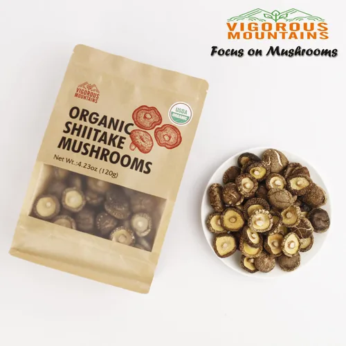 Miniatura 7 de VIGOROUS MOUNTAINS Setas Shiitake Deshidratadas Orgánicas USDA, Hongos Secos Deshidratados para Cocinar 4.23oz, 120g