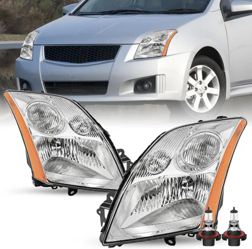 Miniatura 11 de SOCKIR Conjunto de faros delanteros compatible con bombillas Nissan Sentra 2007-2009 incluidas, faro negro para el lado del pasajero y del conductor