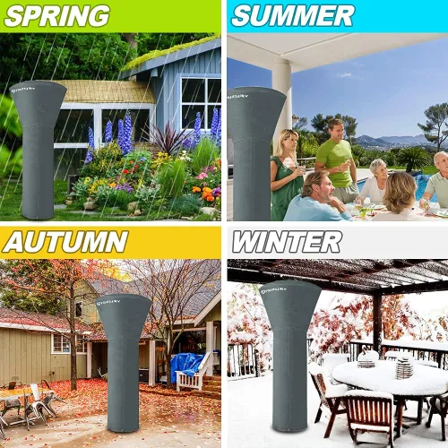 Miniatura 7 de HOXSURY Cubierta para Calentador de Patio Exterior Impermeable 87 Pulgadas 420D Resistente Vertical Redonda Oxford Cubiertas para Calentadores Gris