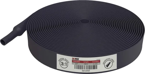 Miniatura 20 de Kit termorretráctil marino adhesivo de doble pared, 130 unidades, relación de encogimiento 3:1, negro y rojo