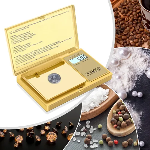 Miniatura 6 de Fuzion Báscula de gramo, báscula digital de bolsillo de 7.05 oz x 0.00 oz, chapado en titanio dorado, escala pequeña de alta precisión, 6