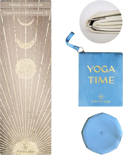 Miniatura 12 de Mantra Yoga Travel PRO 1.5mm con almohadilla para las rodillas - Esterilla plegable para fitness y ejercicio con bolsa Ligera, compacta