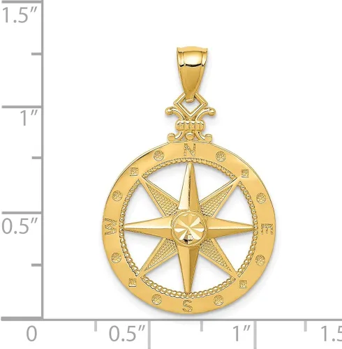 Miniatura 3 de Colgante de brújula pulido de corte diamante de 14 quilates estilo K6096