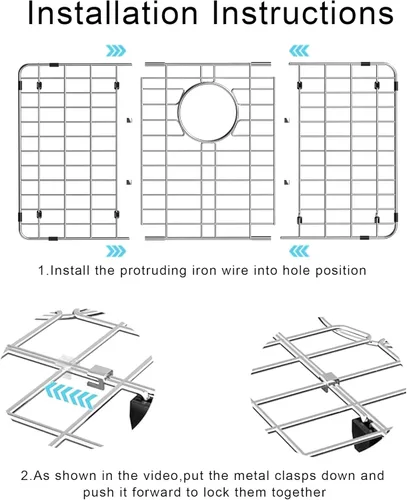 Miniatura 3 de Protector de rejilla de fregadero de metal para cocina, rejilla inferior de fregadero de acero inoxidable 27-9/16 x 14-9/16 pulgadas, protector