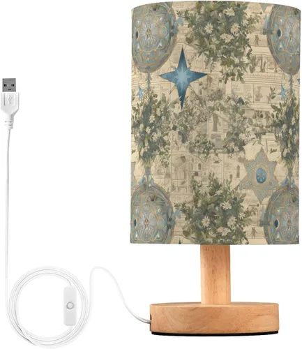 Retro Old Books Pattern Stars Green Leaves Kids Table Lamp Night Lights for Adults for Farm Table Lamps for Kids Unique juego de lamparas de mesa