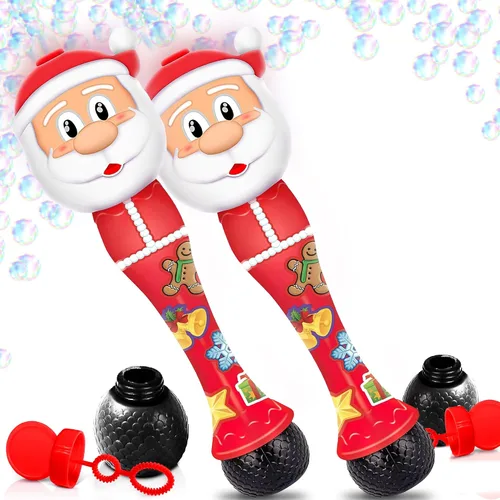 Miniatura 9 de ArtCreativity Varita de burbujas de Papá Noel iluminado para niños, regalos de Navidad para niños, soplador de burbujas de 14 pulgadas con luz