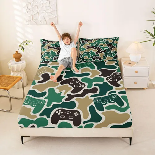 Miniatura 43 de Erosebridal Camouflage Sheets for Boys Girls Game Console Fitted Sheet,3D Gamer Controller Kids Bedding Sets Army Camo Bed Sets Twin 2 Piece