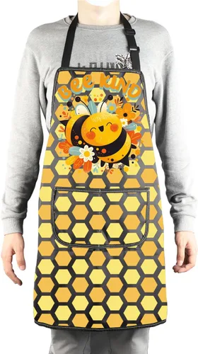 Miniatura 4 de MBMSO Delantal de abeja con bolsillos, delantal de abeja, regalos para amantes de las abejas de la miel, delantal de cocina, delantal de cocina