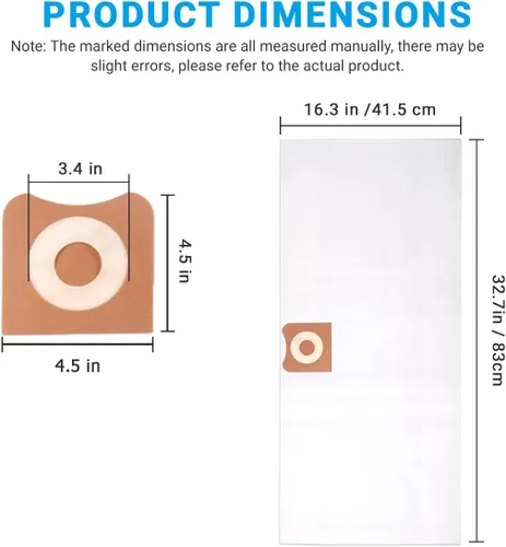 Miniatura 7 de Paquete de 10 bolsas de polvo VF3502 de alta eficiencia de repuesto para aspiradoras RIDGID de 12 a 16 galones húmedo/seco, bolsas de filtro al vacío