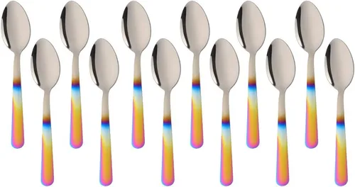 Miniatura 12 de Juego de 12 cucharas de café Demitasse de acero inoxidable, mini cuchara de 4.5 pulgadas, pequeñas cucharas de espresso para café, azúcar, postre