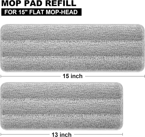 Miniatura 2 de JOYMOOP Almohadilla de repuesto de microfibra para sistema de trapeador plano de 15 pulgadas, gris, 1 paquete de recarga 1 pieza 15" - 1 gris