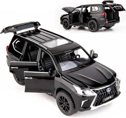 Miniatura 2 de BDTCTK 1/32 Compatible con Lexus LX570 Off-Road en SUV de lujo, auto de juguete de aleación de zinc con sonido y luz para regalo para niños y niñas