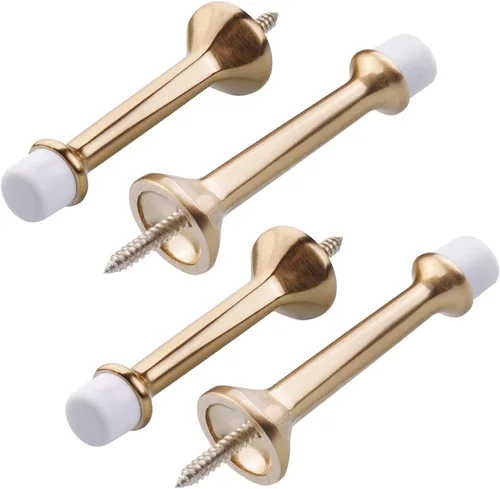 Miniatura 8 de Paquete de 4 topes de puerta rígidos sólidos de 3 pulgadas con punta de goma suave negra, tope de puerta de metal de zinc que protege la pared