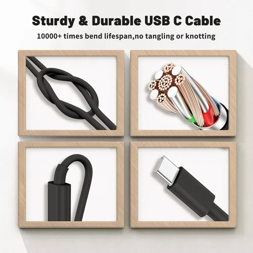 Miniatura 4 de Cargador súper rápido de 45 W de doble puerto con cable largo USB C a C de 10 pies, bloque de cargador de pared tipo C y cable de carga de teléfono