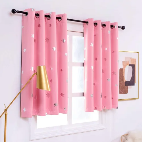 Anjee - Cortinas opacas estampadas, Rosado