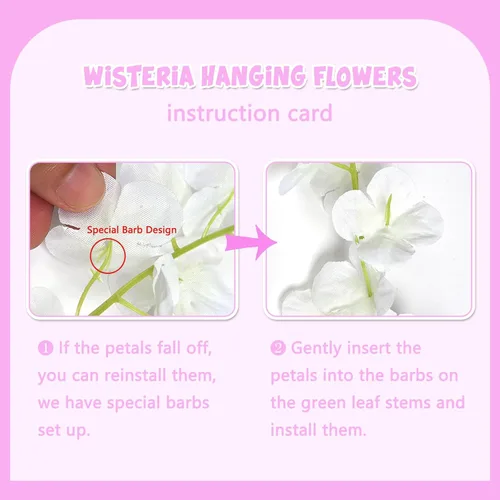 Miniatura 2 de Paquete de 5 guirnaldas de flores colgantes de glicina rosa, enredaderas de flores artificiales de 3.77 pies, glicinia falsa, guirnalda colgante