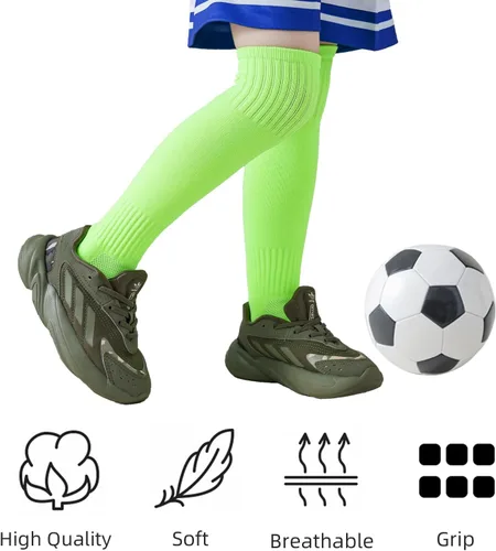 Miniatura 5 de Marchare Calcetines de fútbol para niños, calcetines de fútbol para niños, calcetines deportivos sólidos hasta la rodilla para niños y niñas