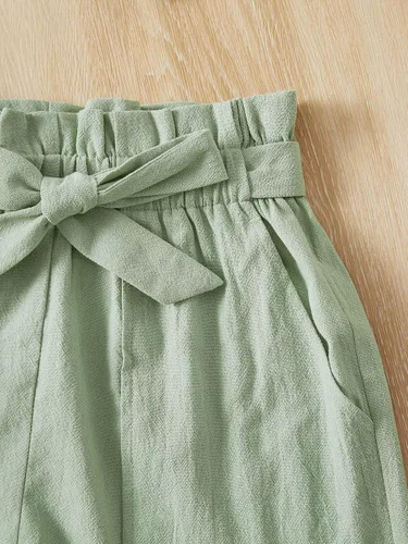 Miniatura 4 de SHENHE Conjunto de 2 piezas para niña, camiseta sin mangas con botones y pantalones cortos con cinturón