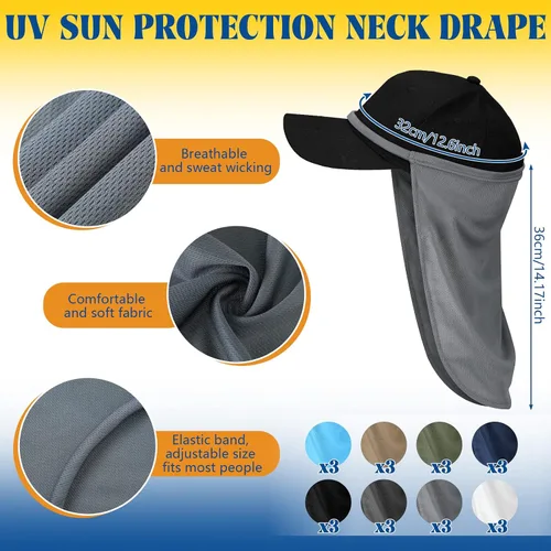 Miniatura 6 de 24 piezas de protección solar para el cuello, cortinas para el cuello, protector de cuello para la cara del sol, cubierta para el cuello