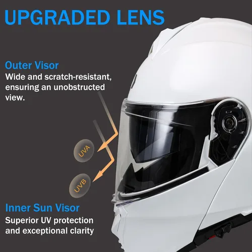 Miniatura 4 de Modular Motorcycle Helmet for Men Women, Flip Up Full Face to Open Face Helmet, DOT & FMVSS 218 Certified, Dual Visor, Removable & Washable Liner