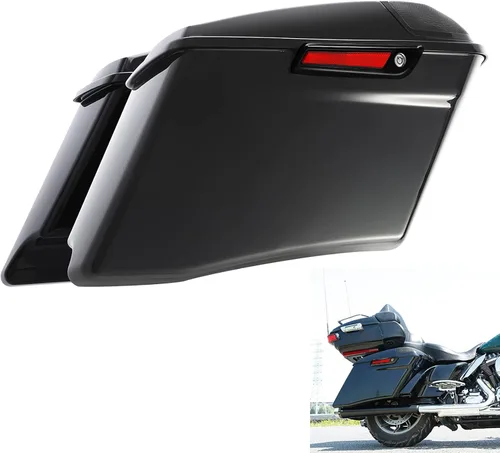 Miniatura 15 de XFMT Alforjas para motocicleta de 5 pulgadas, extendidas con cierres cromados para Harley Touring Road King, Street Glide Road Glide Electra Glide