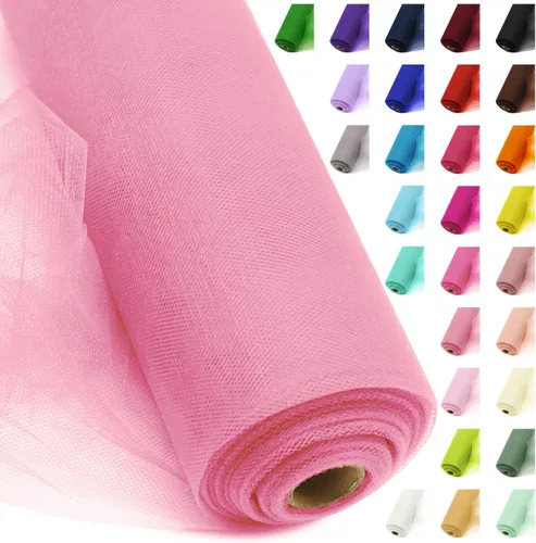 Miniatura 36 de Rollos de tela de tul, 54 pulgadas por 10 yardas (30 pies), cinta de tul para decoración de fiestas de boda, rollo de tela transparente en bobina