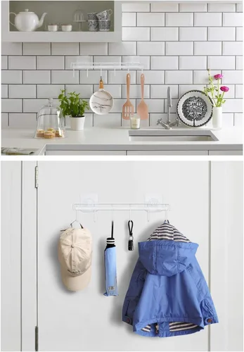 Miniatura 4 de YiZhi Ganchos adhesivos de pared para riel de cocina, soporte para utensilios de ahorro de espacio, sin perforación, colgador de accesorios