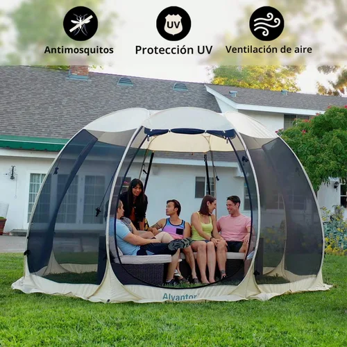 Miniatura 6 de Alvantor Tienda de campaña desplegable para casa, cenador instantáneo al aire libre con mosquitera y protección solar UPF 50+, refugio portátil