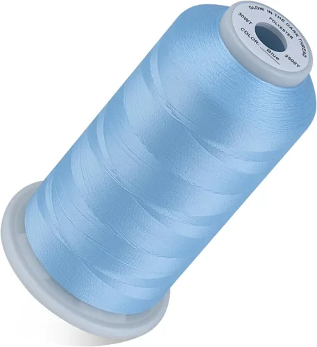 Miniatura 13 de Simthread Hilo que brilla en la oscuridad 30WT para bordar y coser 2500 yardas, color blanco