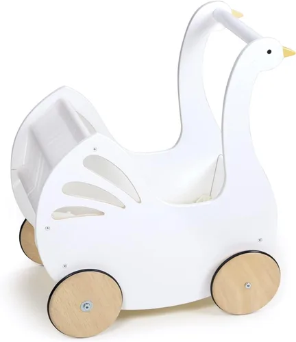 Miniatura 3 de Tender Leaf Toys - Sweet Swan Pram - Cochecito de madera con forma de cisne - Juguete inspirado para juegos de rol para niños y niñas, mejora
