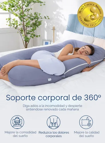 Miniatura 2 de QUEEN ROSE - Almohadas corporales refrescantes para embarazo, sedosas, en forma de U, tamaño de 55 pulgadas, para dormir, alivio del dolor de Azul