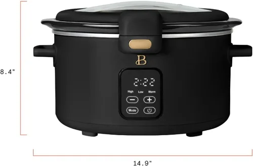 Miniatura 7 de Olla de cocción lenta programable de 4 cuartos con tapa con bisagras, pantalla táctil, múltiples ajustes de calor, ideal para comidas familiares