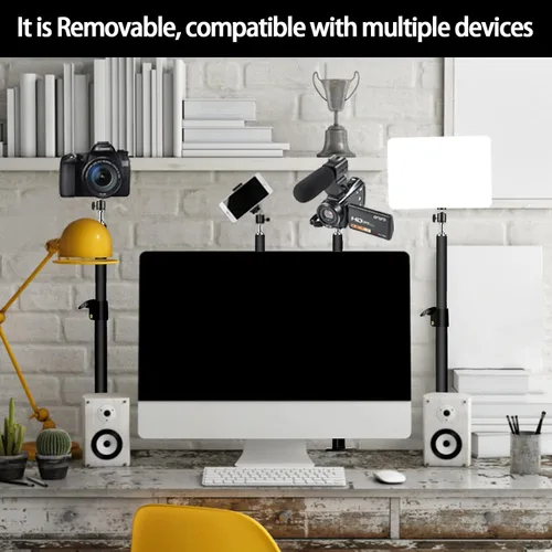 Miniatura 6 de Luz LED de video bicolor para escritorio, luz clave con soporte de abrazadera en C, 2700K-5700K regulable, control remoto inalámbrico, iluminación