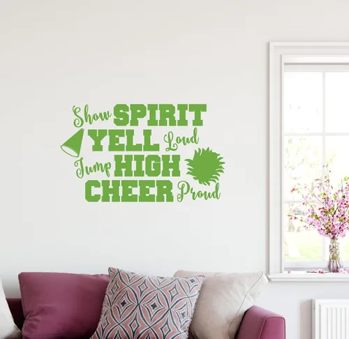 Miniatura 12 de 38"x24" Show Espíritu Yell Loud Jump alta Cheer orgullosos pompones animadora del megáfono calcomanía decorativo para pared arte mural decoración