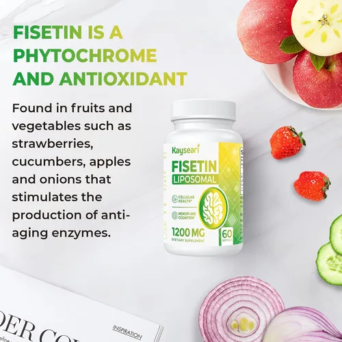 Miniatura 5 de Fisetin 1200mg Fisetin Liposomal Suplementos 98% Pure Fisetin Polifenoles Antioxidantes Inmunidad Salud Envejecimiento Apoyo cognitivo Sin OGM 60