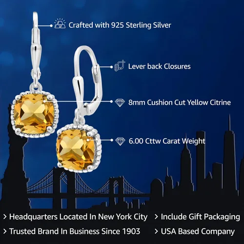 Miniatura 69 de Gem Stone King Aretes colgantes de plata de ley 925 de 0.315 pulgadas para mujer