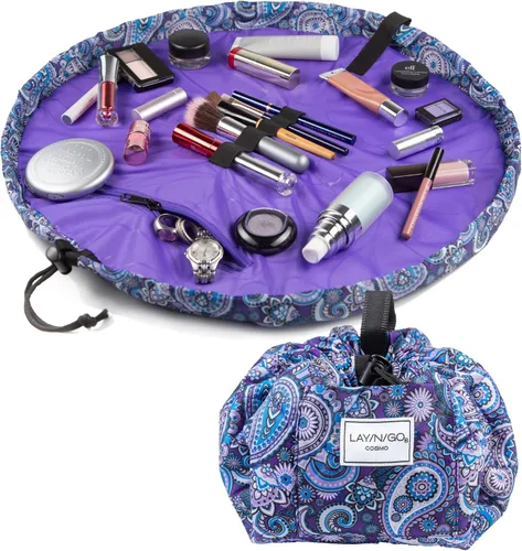Miniatura 26 de Lay-n-Go Cosmo Layflat - Organizador de cosméticos y maquillaje con cordón y bolsillo con cremallera, bucles para cepillos y más, se ajusta