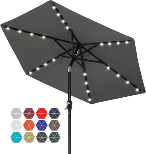 Miniatura 32 de ABCCANOPY Sombrillas solares duraderas para patio con 32 luces LED de 7.5 pies (beige claro)