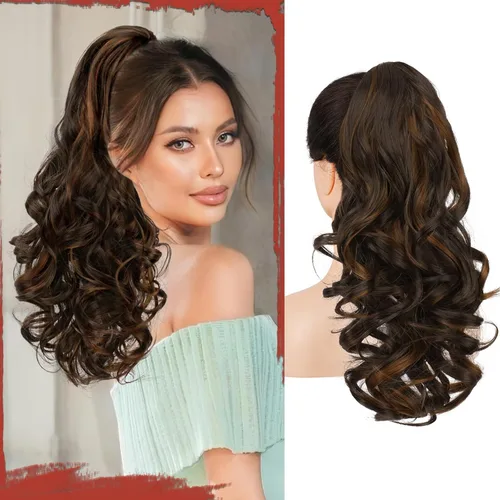 Miniatura 18 de Sofeiyan Extensión de cola de caballo de 11 pulgadas con clip de garra, extensiones de cabello con cola de caballo, cola de caballo larga y rizada