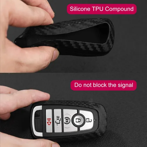 Miniatura 3 de DHESPT Para Ford F150 carcasa de llave de coche de fibra de carbono para llavero de coche compatible con Ford Escape F-150 Fusion Ecosport Edge