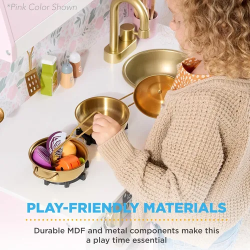 Miniatura 7 de Best Choice Products Juego de cocina para niños pequeños, casa de campo de madera para niños con 5 accesorios, almacenamiento de juguetes, borde
