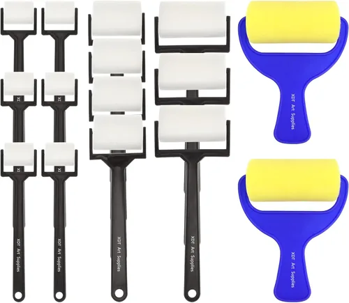 Esponja de pintura con rodillos, paquete de 15 piezas para pintura, arte y manualidades, 1 x 6, 1.5 x 4 + 2 x 3 + 3 x 2 pulgadas, desechable y