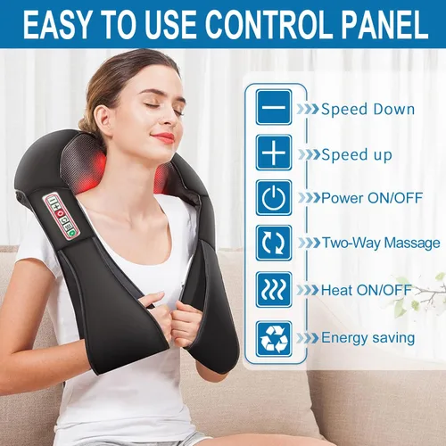 Miniatura 2 de Shiatsu Masajeador de cuello y hombros con calor, masajeador de espalda, masaje eléctrico de tejido profundo 3D para piernas de hombro, alivio