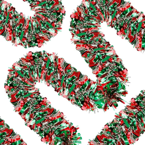 Guirnalda de oropel de Navidad de 50 pies, guirnalda gruesa de oropel para decoración del árbol de Navidad, guirnalda metálica trenzada de oropel