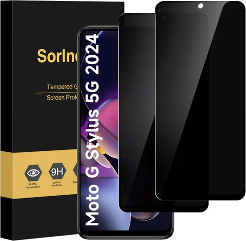 Paquete de 2 protectores de pantalla de privacidad para Motorola Moto G Stylus 5G 2024, película privada de vidrio templado, compatible con fundas,