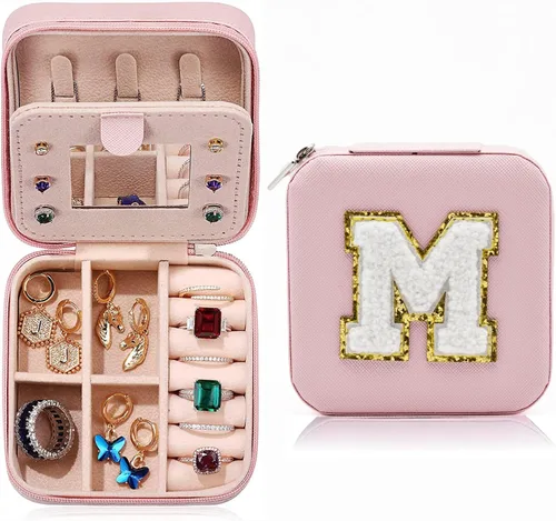 MODENGKONGJIAN Joyero de viaje para mujer, a la moda, para anillos, collares, aretes, joyería, caja organizadora, pequeña, portátil, personalizada,