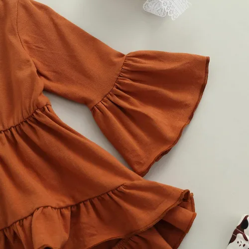 Miniatura 34 de Kaipiclos Ropa occidental para bebé niña, con lindo estampado con volantes, manga larga, pantalones para otoño e invierno, trajes de vaquera