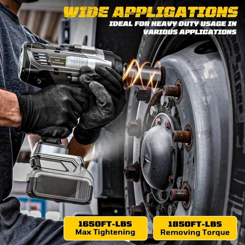 Miniatura 4 de Llave de impacto inalámbrica de 3/4 de pulgada compatible con batería Dewalt de 20 V, Cerycose1850 ft-lbs (2500 N.m), pistola de impacto eléctrica