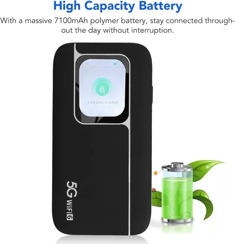 Miniatura 5 de 5G Mobile Wi Fi Hotspots, router de viaje portátil soporta 16 usuarios al mismo tiempo, batería grande de 7100 mAh, dispositivo de bolsillo Wi Fi